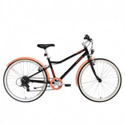Bicicleta de Trekking para niños RIVERSIDE 500 9-12 años Negro/Coral