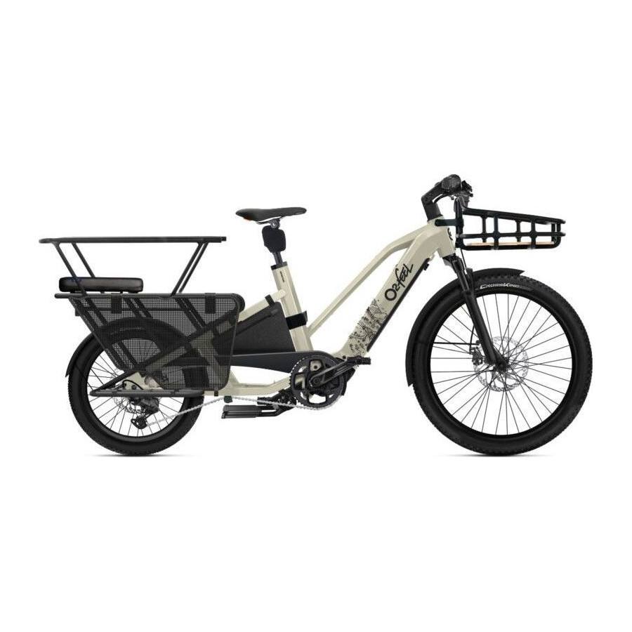 Bicicleta de Carga Longtail Eléctrica O2 Feel Equo Cargo Adventure 5.1 20/26'' Beige Pack Familia