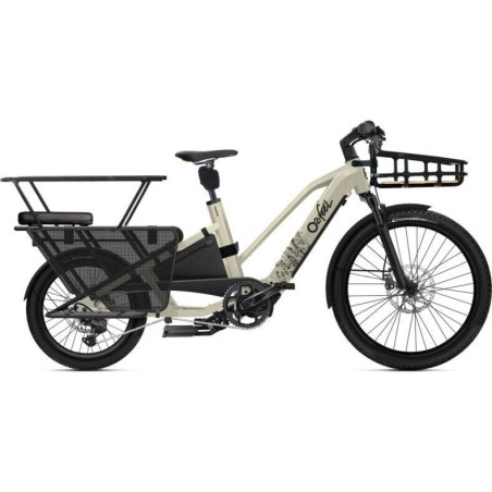 Bicicleta de Carga Longtail Eléctrica O2 Feel Equo Cargo Adventure 5.1 20/26'' Beige Pack Familia