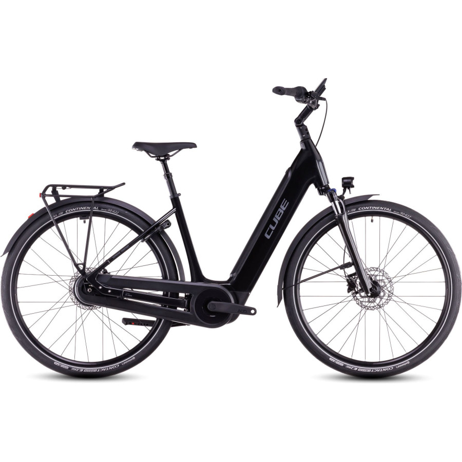 Bicicleta Urbana Eléctrica CUBE Supreme Hybrid Comfort Pro 500 Easy Entry Enviolo City Negro/Gris 2025