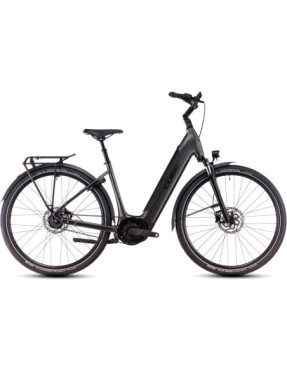 Bicicleta Urbana Eléctrica CUBE Supreme Hybrid Deluxe One de fácil acceso 26'' Gris/Negro 2025