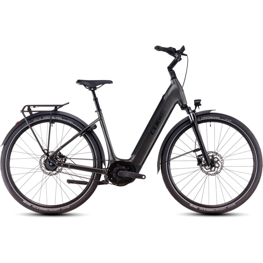 Bicicleta Urbana Eléctrica CUBE Supreme Hybrid Deluxe One de fácil acceso 26'' Gris/Negro 2025