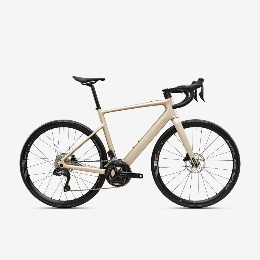 Bicicleta de Carretera Eléctrica VAN RYSEL E-EDR CF Beis